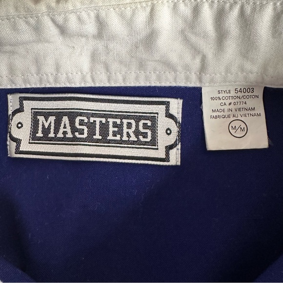 Men’s 1/4 Front Button Blue White Short Sleeve Shirt Medium - Picture 3 of 6